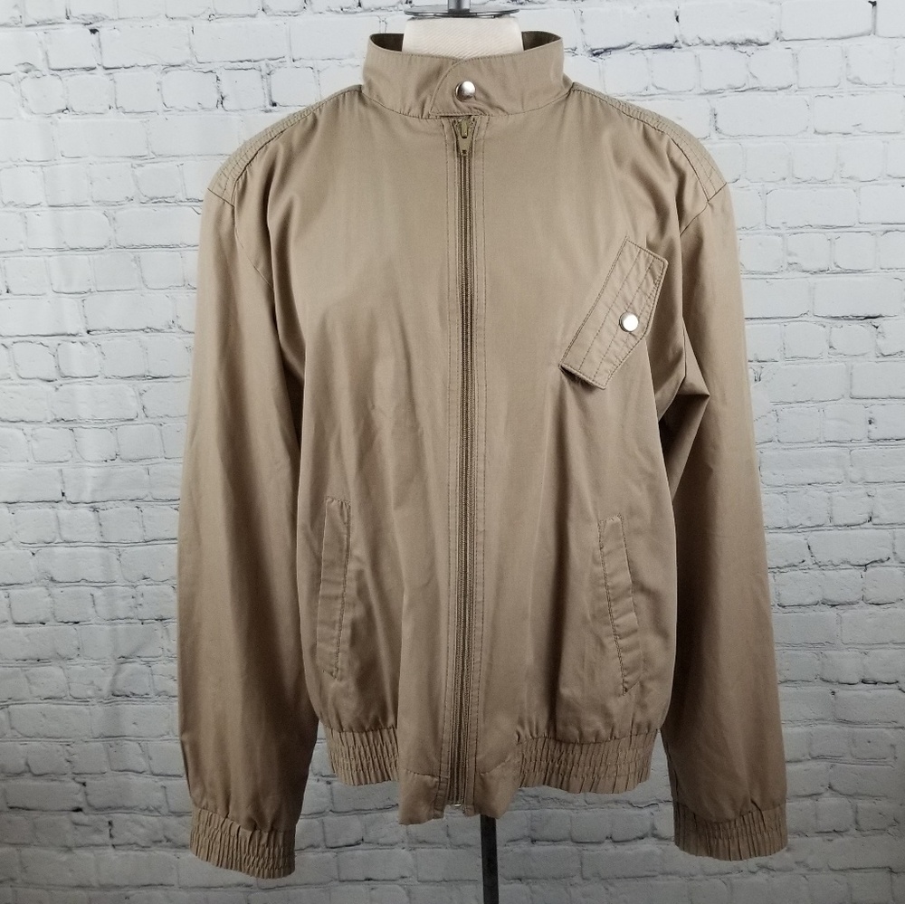 FOG CUTTER | beige mock neck zip up jacket